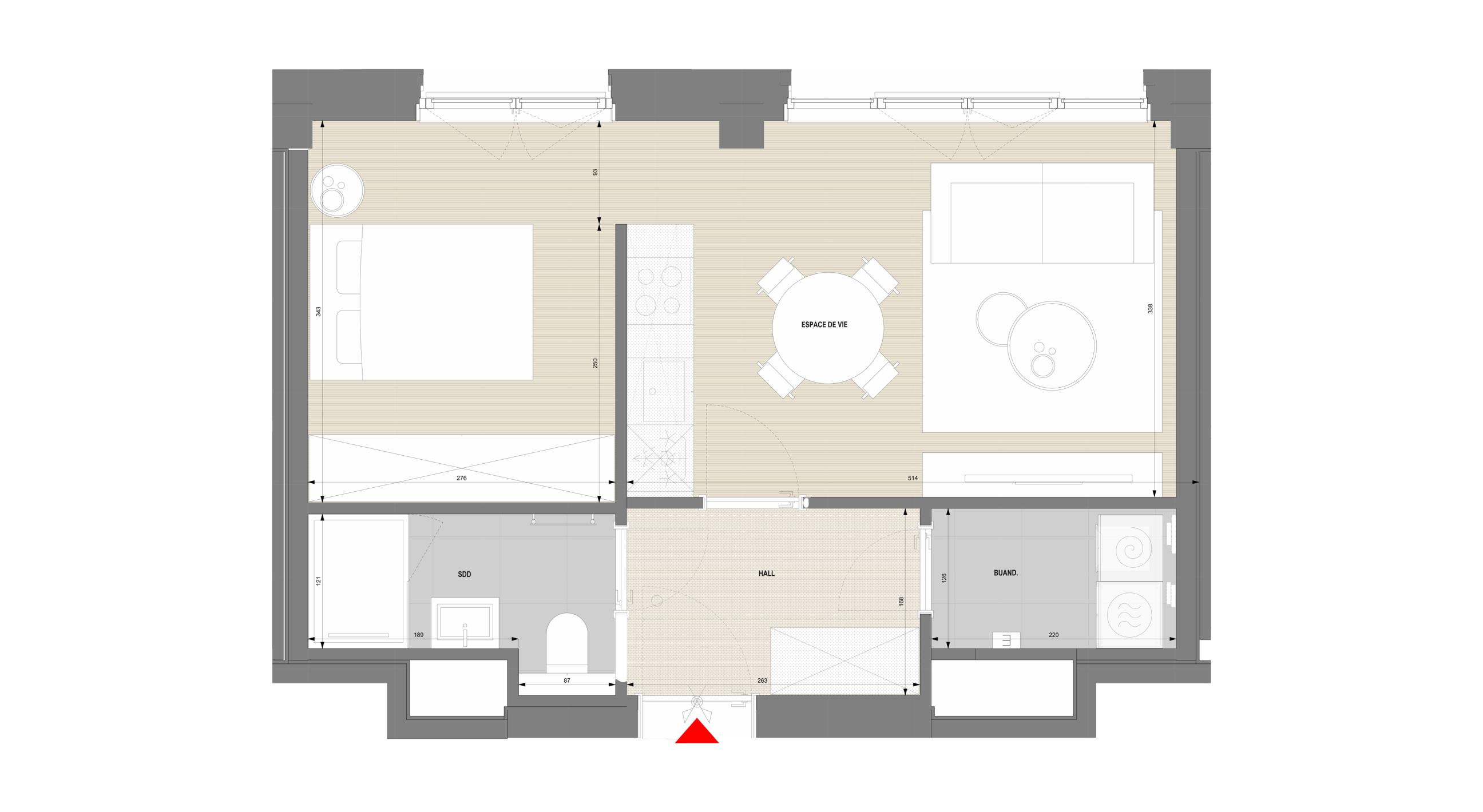 Matisse 16 Living - Plan type d'un studio